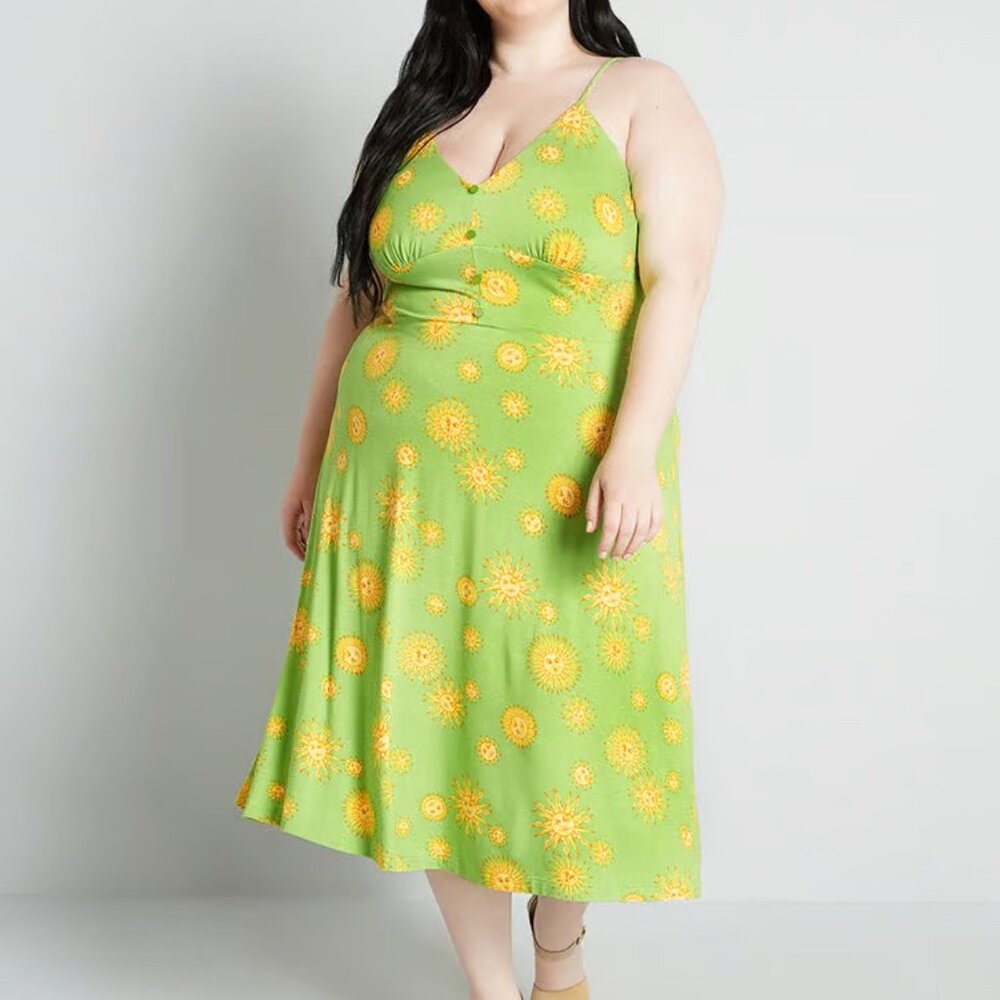 NWT Modcloth Seaside Vacay Slip Dress 90's Suns Lime Size Medium M NEW - Picture 1 of 11